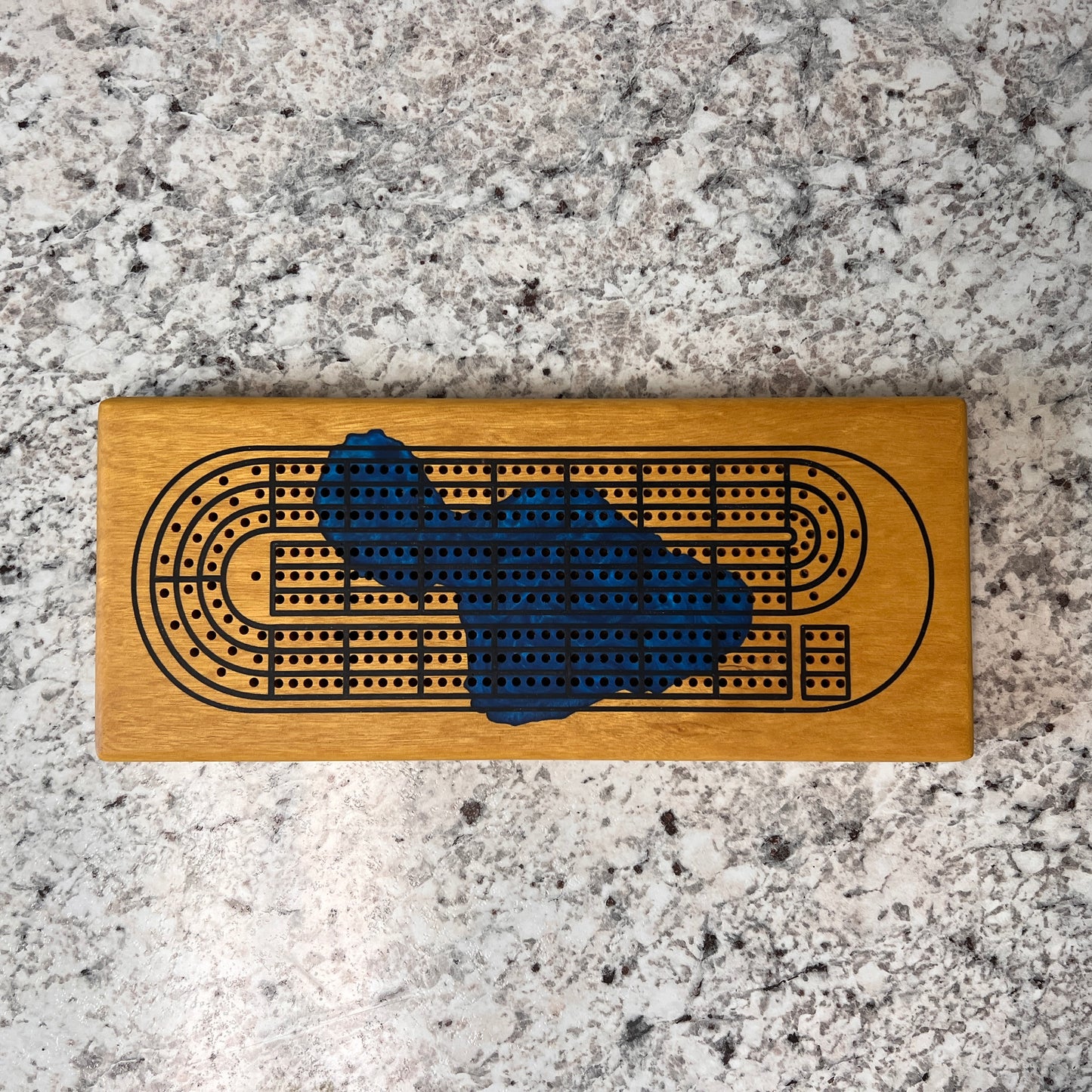 Three Player Cribbage Board With Maui Island Inlay