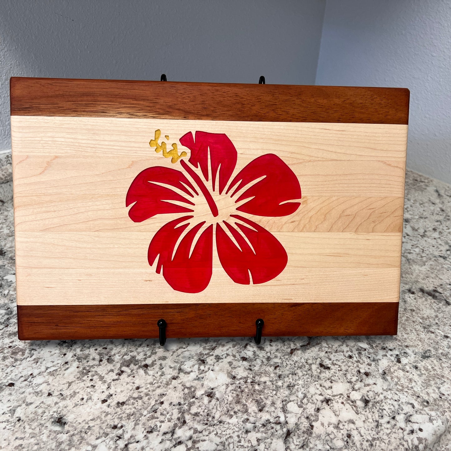 Small Maple and Koa Charcuterie/Cutting Board with Hibiscus