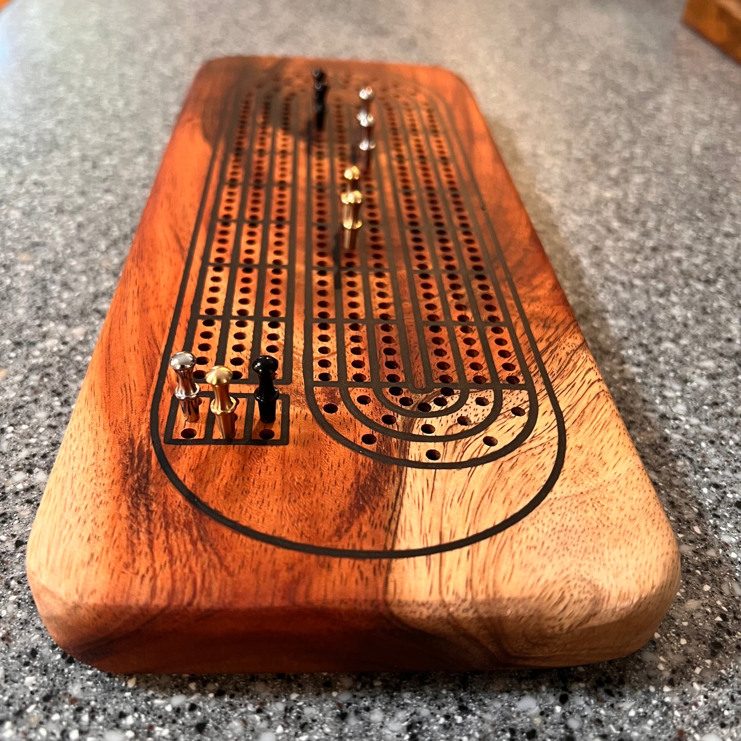 Koa, Walnut, or Mahogany Cribbage Board