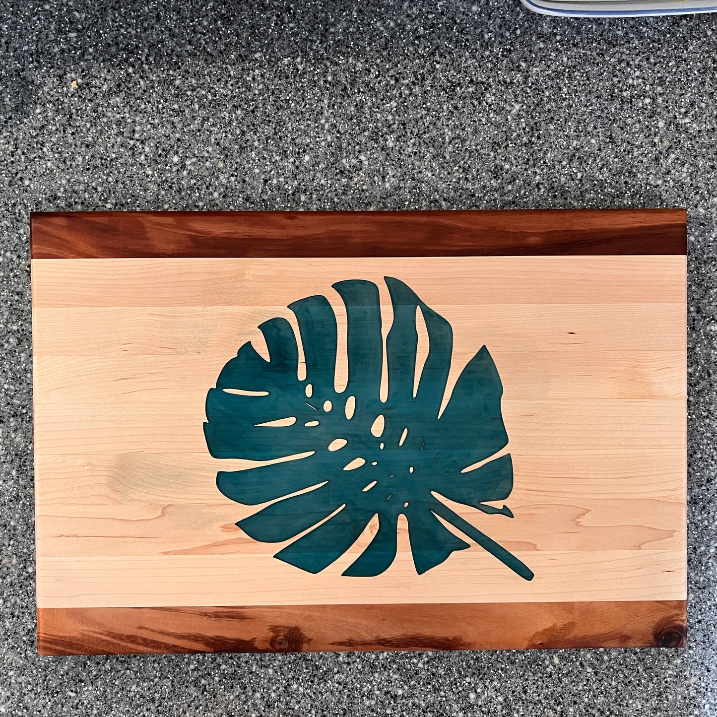 Large Maple and Koa Charcuterie/Cutting Board with Monstera