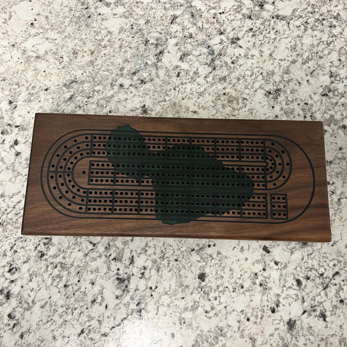 Three Player Cribbage Board With Maui Island Inlay