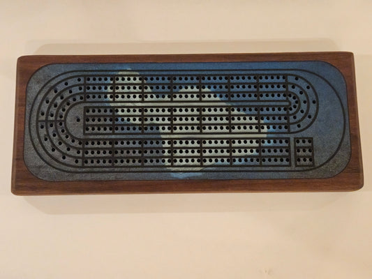 Three Player Cribbage Board With Maui Island Inlay