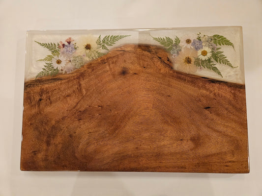 Dried Pressed Flower With Koa Wood Charcuterie Board