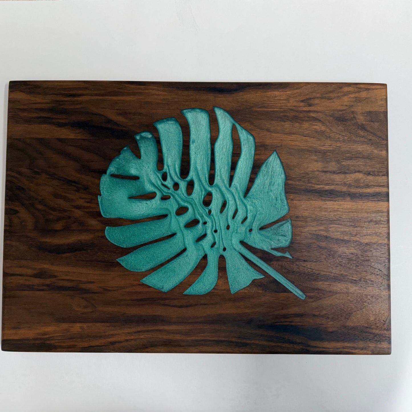 Large Walnut Charcuterie/Cutting Board  with Monstera