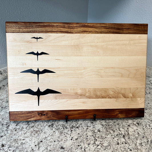 Large Maple and Koa Charcuterie/Cutting Board with ʻIwa birds