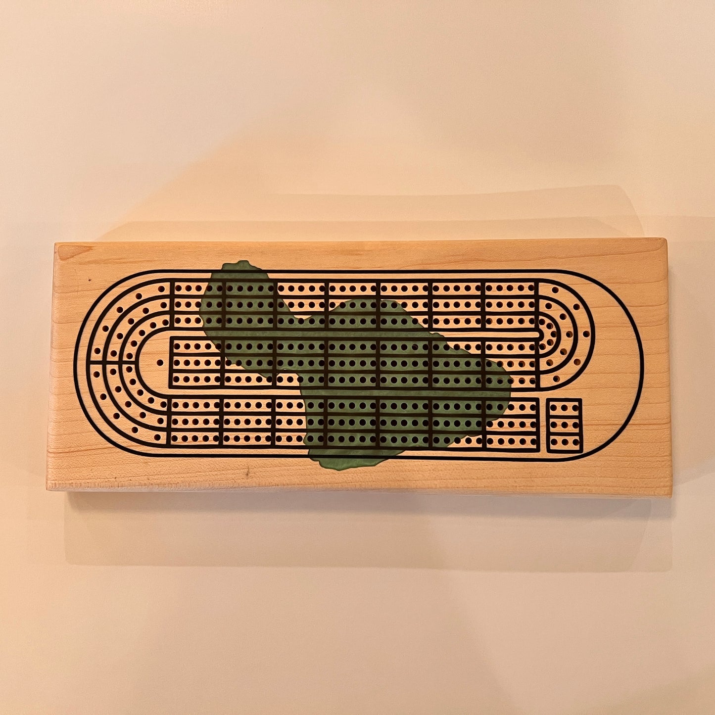 Three Player Cribbage Board With Maui Island Inlay