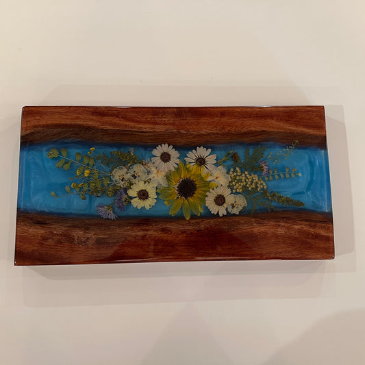 Koa and Dried Flowers Charcuterie Board