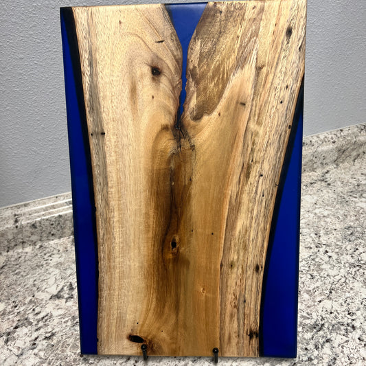 Maui Island Koa Branch and Blue Resin Charcuterie Board