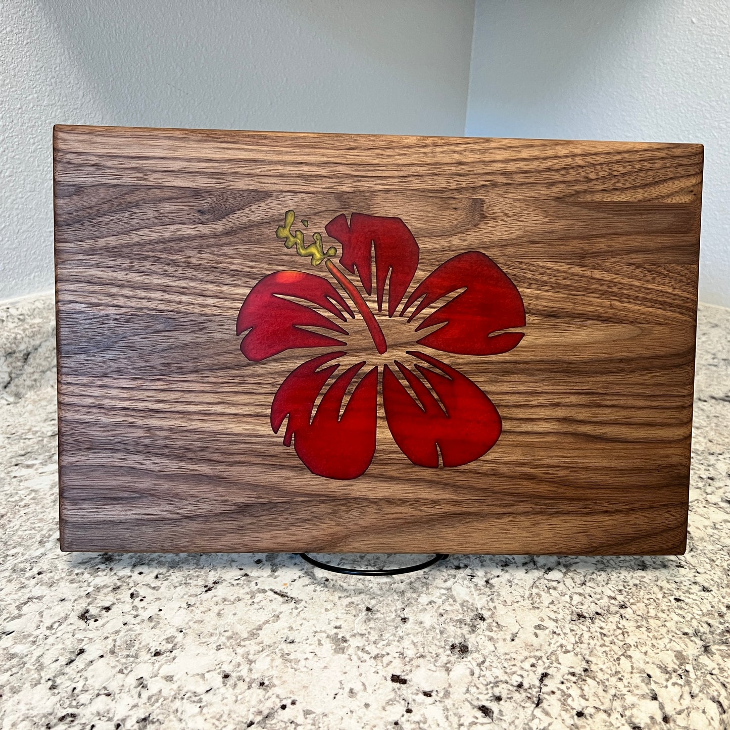 Small Walnut Charcuterie/Cutting Board  with Hibiscus