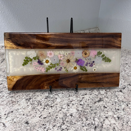 Maui Island Koa and Dried Flowers Charcuterie Board