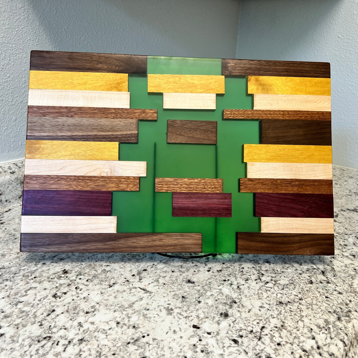 Geometric Wood and Food Safe Resin Charcuterie Board.