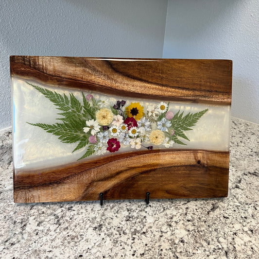 Maui Koa and Dried Floral Charcuterie Board