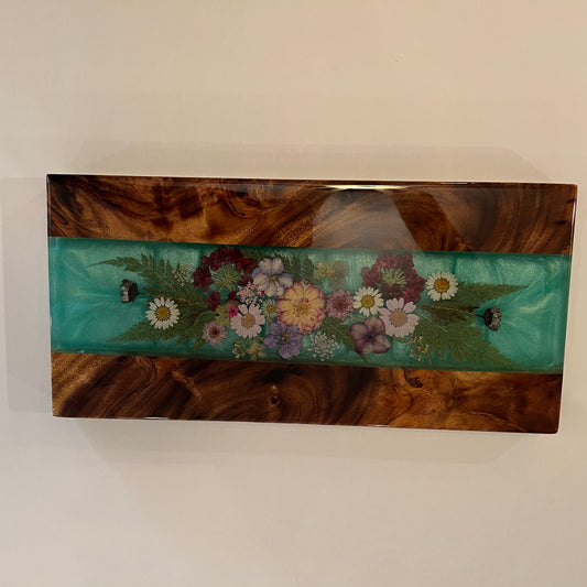 Koaiʻa and Dried Pressed Flowers Charcuterie Board