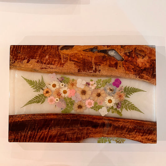 Maui Koa and Dried Pressed Flowers Charcuterie Board