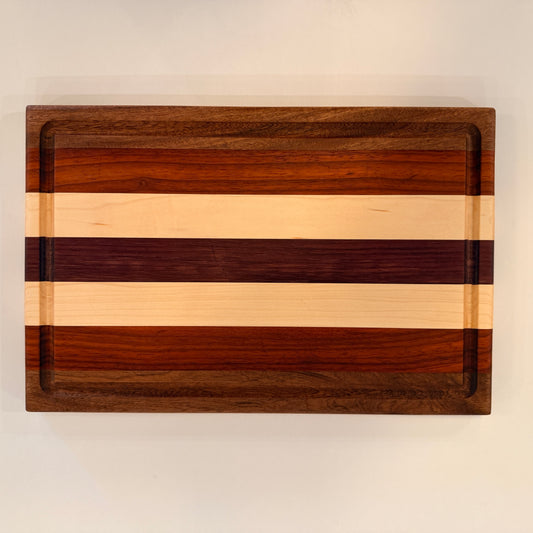 Mahogany, Padauk, Maple, and Purple Heart Cutting Board