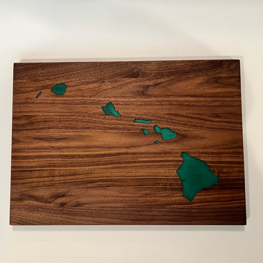 Large Walnut Charcuterie/Cutting Board with the Hawaiian Islands