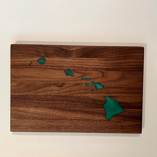 Small Walnut Charcuterie/Cutting Board with the Hawaiian Islands
