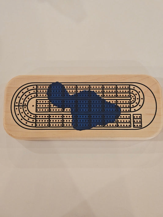 Three Player Cribbage Board With Maui Island Inlay